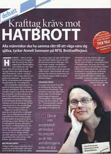 Krafttag krävs mot hatbrott